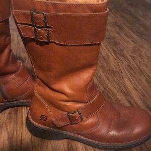 Born Brown leather calf boots